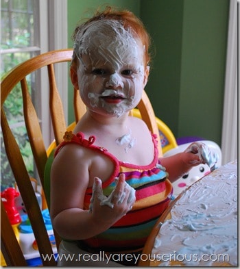 Playing with shave cream