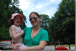 Mommy and #1 in the shade